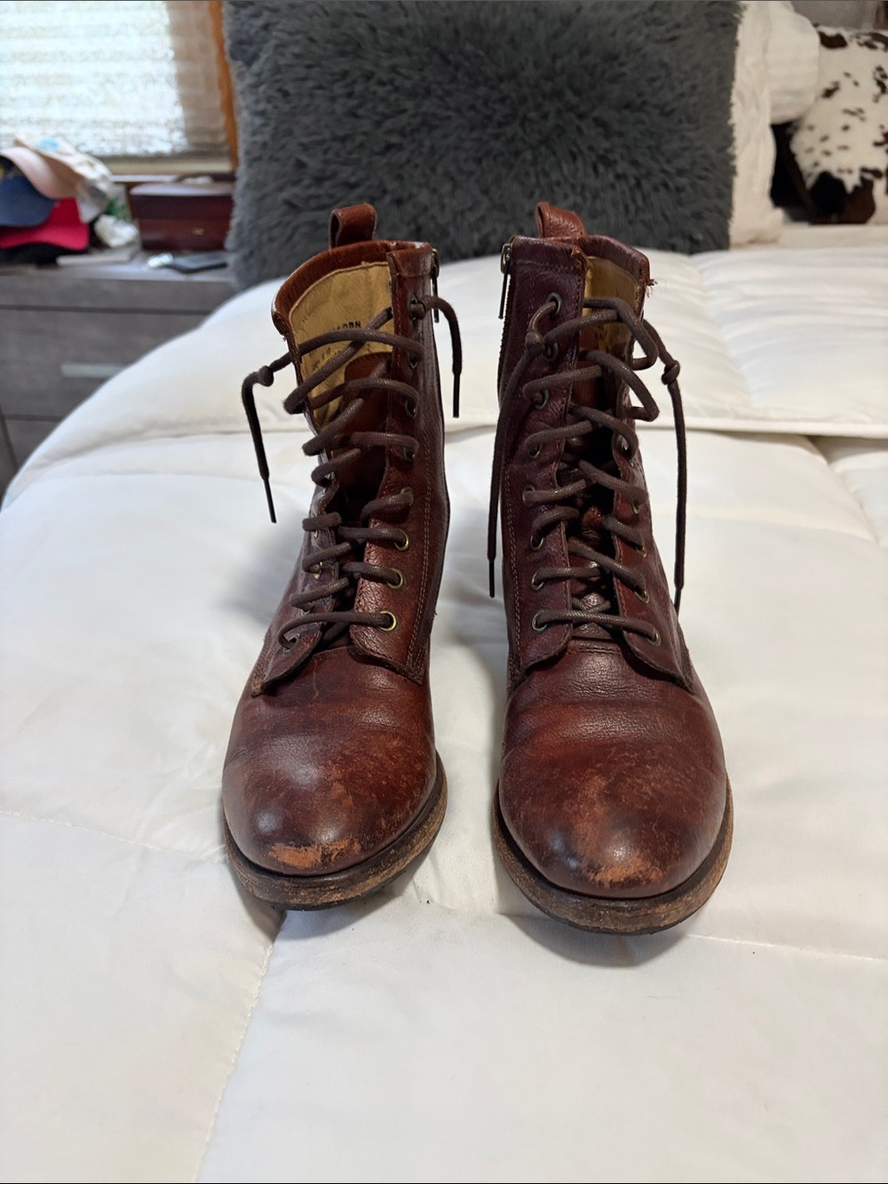 Frye Brown Leather Lace-Up Women's Boots